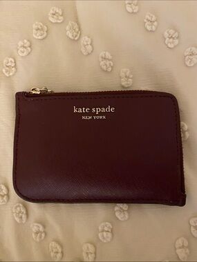 kate spade Burgundy Saffiano Zip Card Case